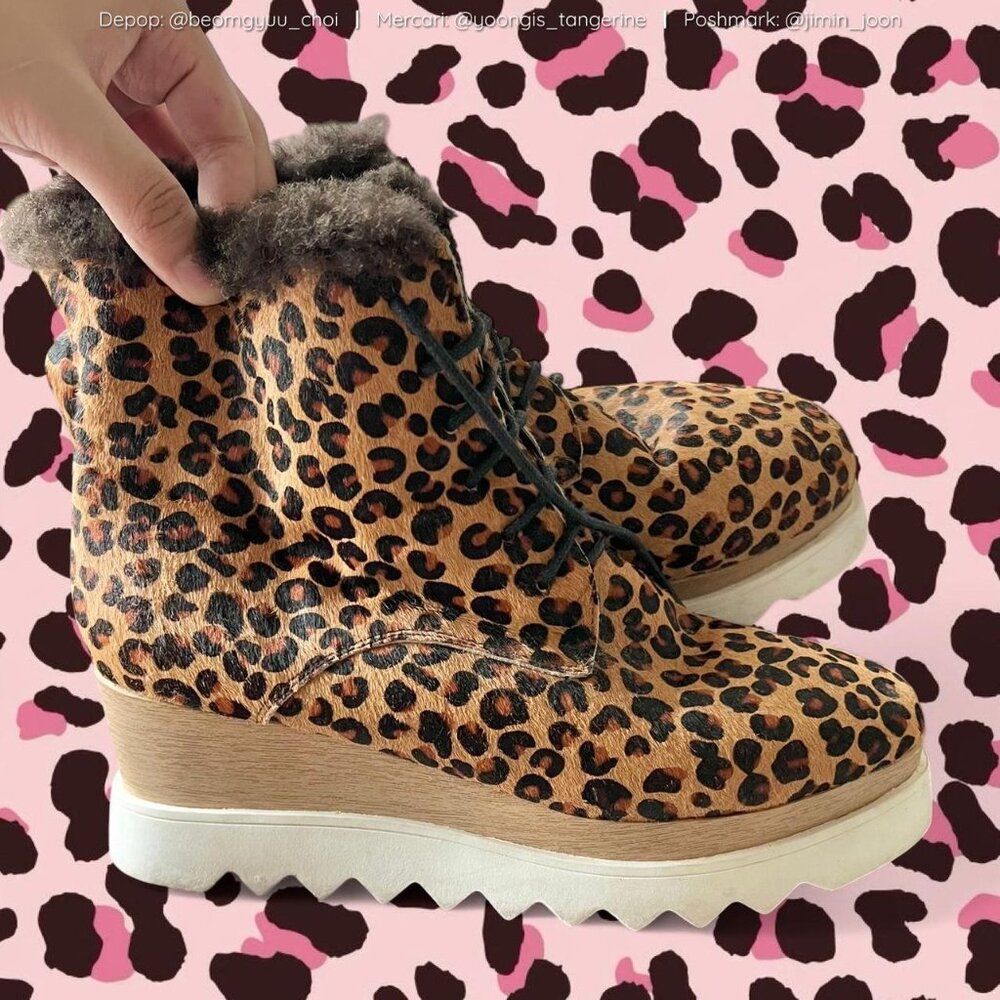 Leopard Print Platform Boots - image 1